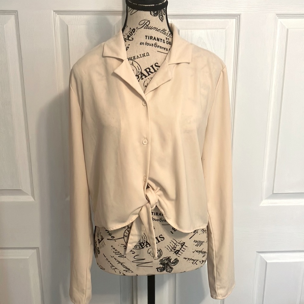 Oak + Fort long sleeve front tie shirt